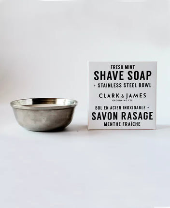 Fresh Mint Shave Soap + Stainless Steel Bowl