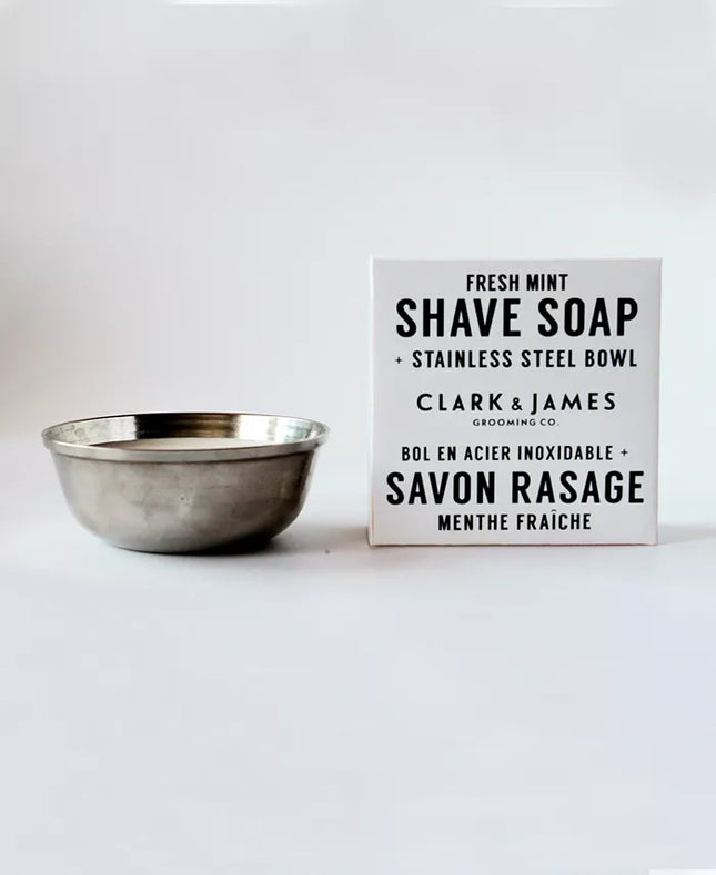 Fresh Mint Shave Soap + Stainless Steel Bowl