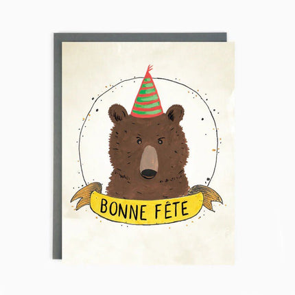 Birthday Bear French - Bonne Fête Ours Card